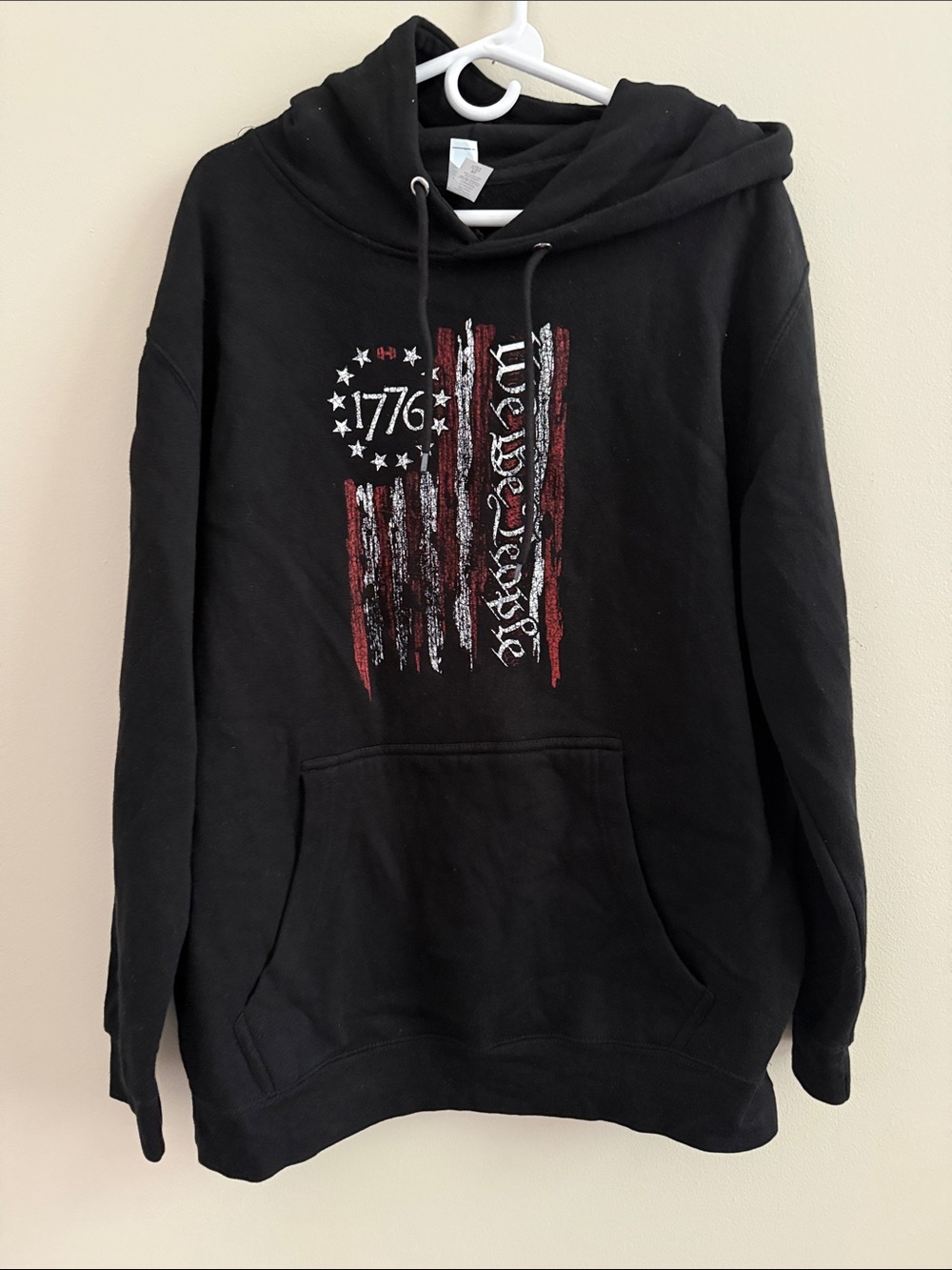 Men's Black Hoodie with 1776 'We the People' Flag Graphic